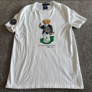 Wimbledon Polo Ralph Lauren White T-Shirt with Bear Graphic